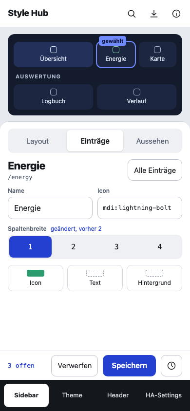 Sidebar page on a phone